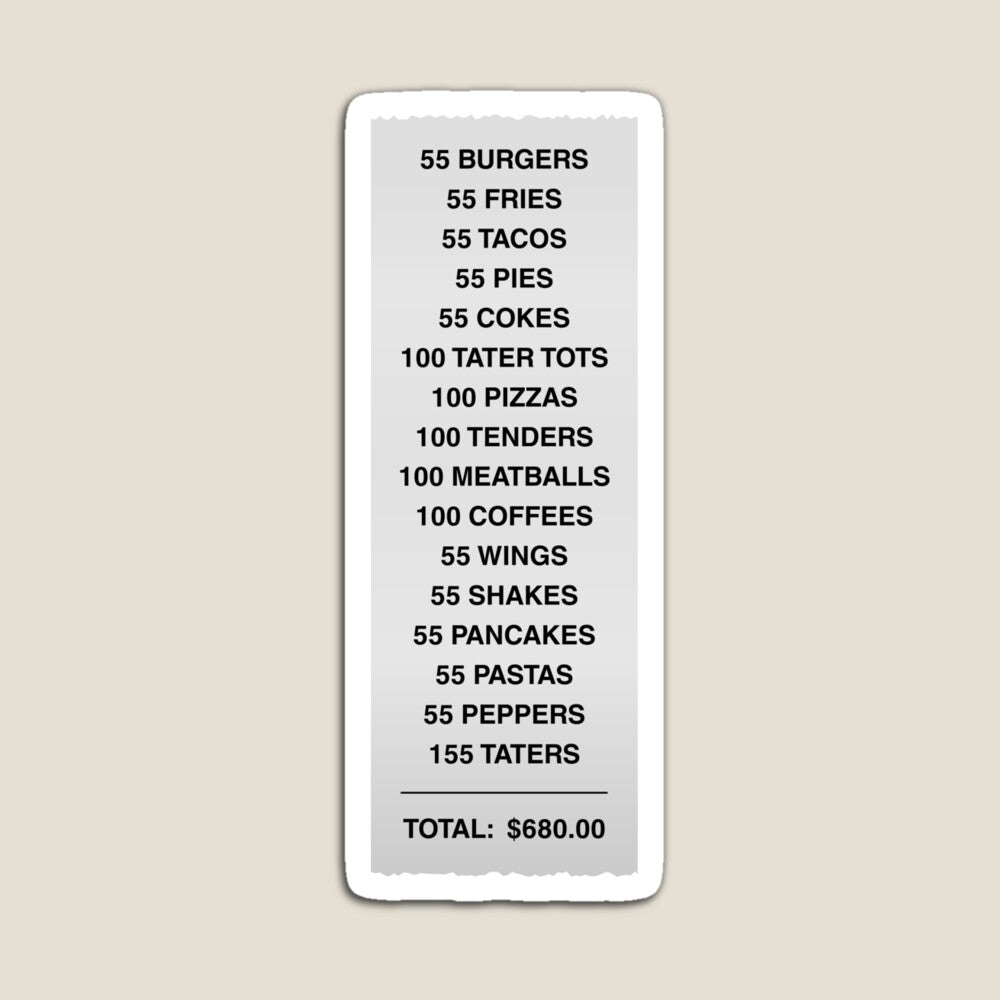 55 Burgers Receipt