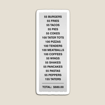 55 Burgers Receipt